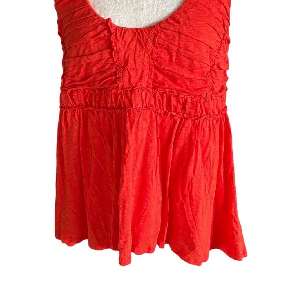 Anthropologie Ric Rac Rio Ras Orange Red Ruched Sleeveless Swing Tank Top - M - Picture 3 of 11